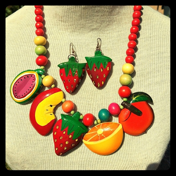 Retro Wooden Yellow Fruit Necklace